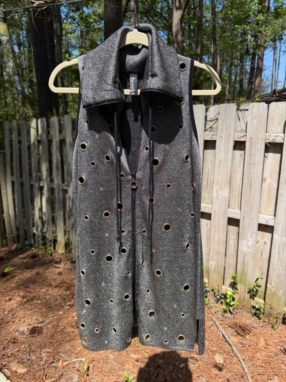 Berek Metallic Charcoal Eyelet Sleeveless Vest